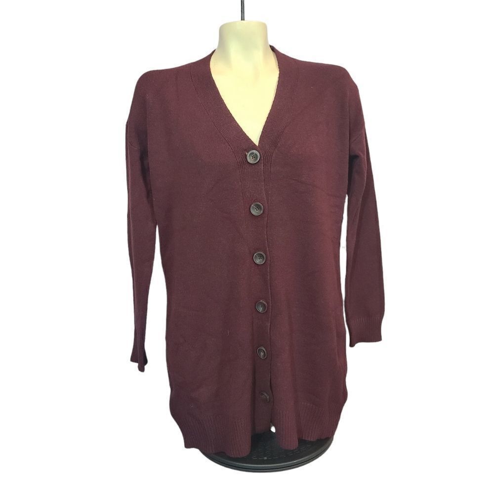 Cyrus Burgundy Knit Button Front Cardigan Size Small
